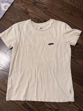 Vans light yellow Tee with Small Black embroidered Skateboard Logo